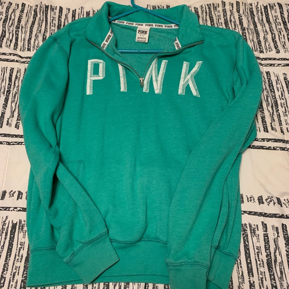 PINK zip up fleece crew neck